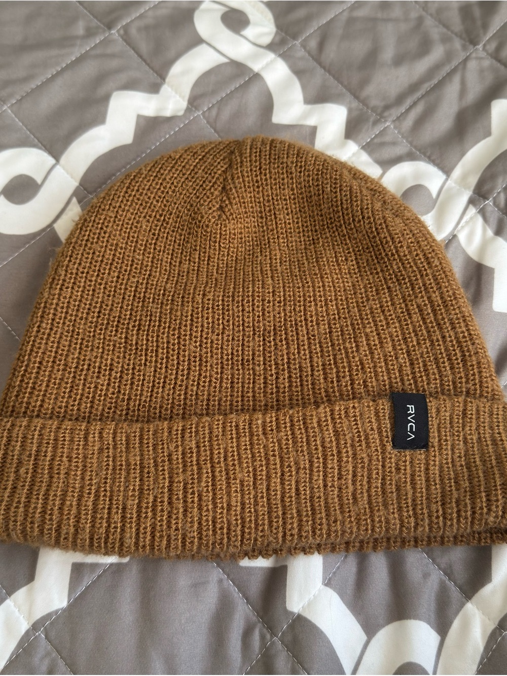RVCA Caramel Brown Ribbed Cuffed Beanie